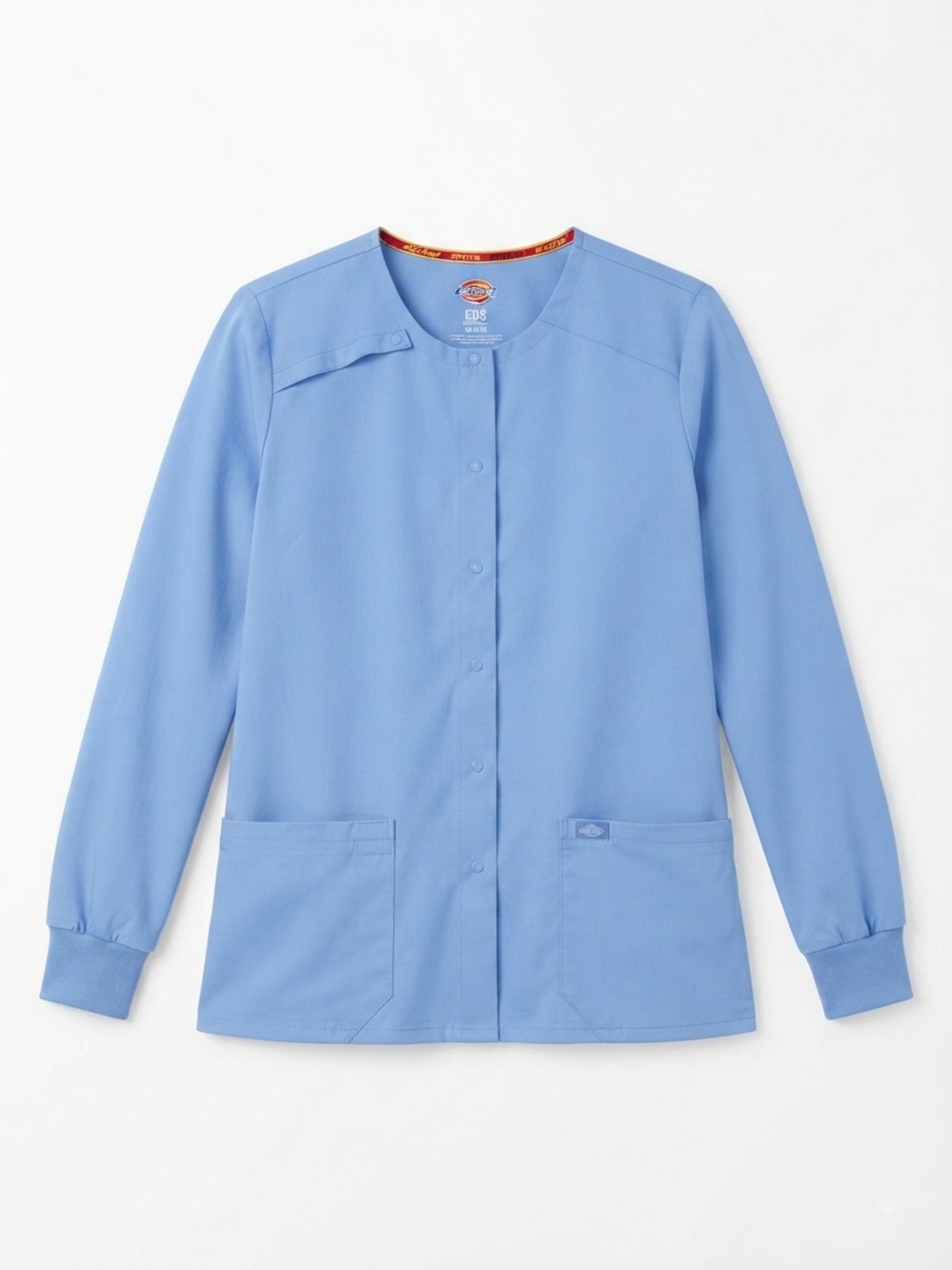 Dickies EDS Essentials Light Blue Snap Front Scrub Jacket - Women's Size M